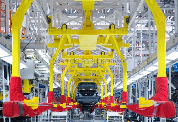 Electric car manufacturing assembly plant  assembly line  production line conveyor manufacturing plant