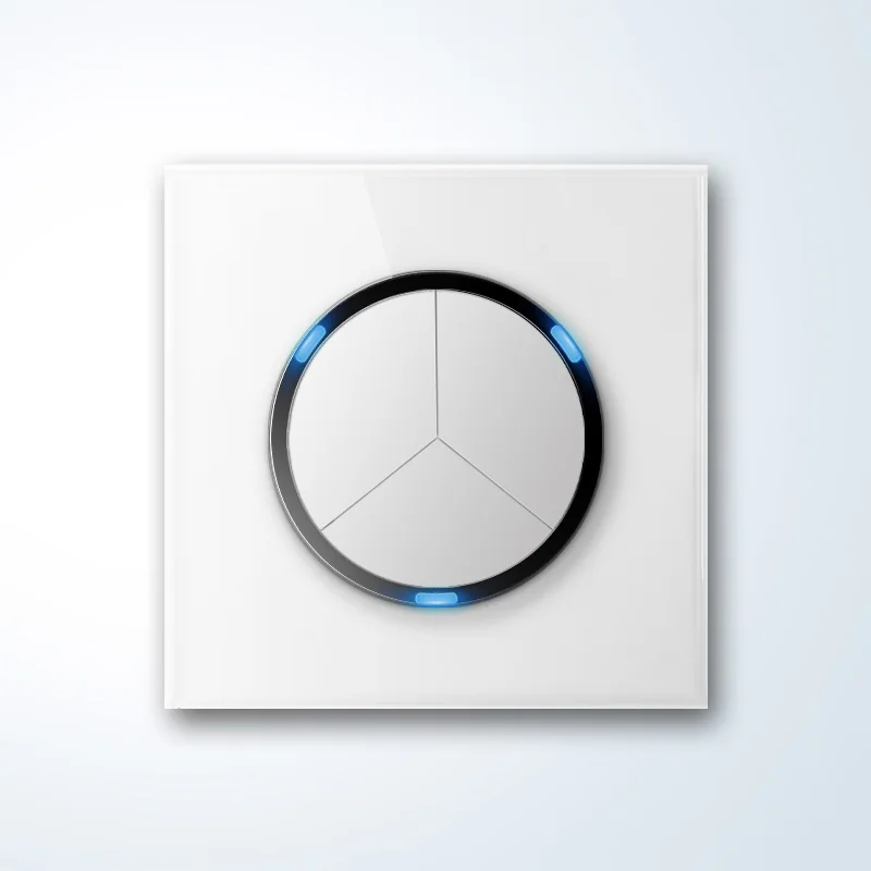 YINKA White Switch Socket Panel Single and Double Control Mirror Wall Tempered Glass Point Switch Panel Home