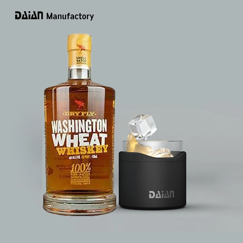 No Sweat Sleeve Stainless Steel Insulation Rocks 9oz 12oz Cocktail Wine Shot Whiskey Beer Can Glass