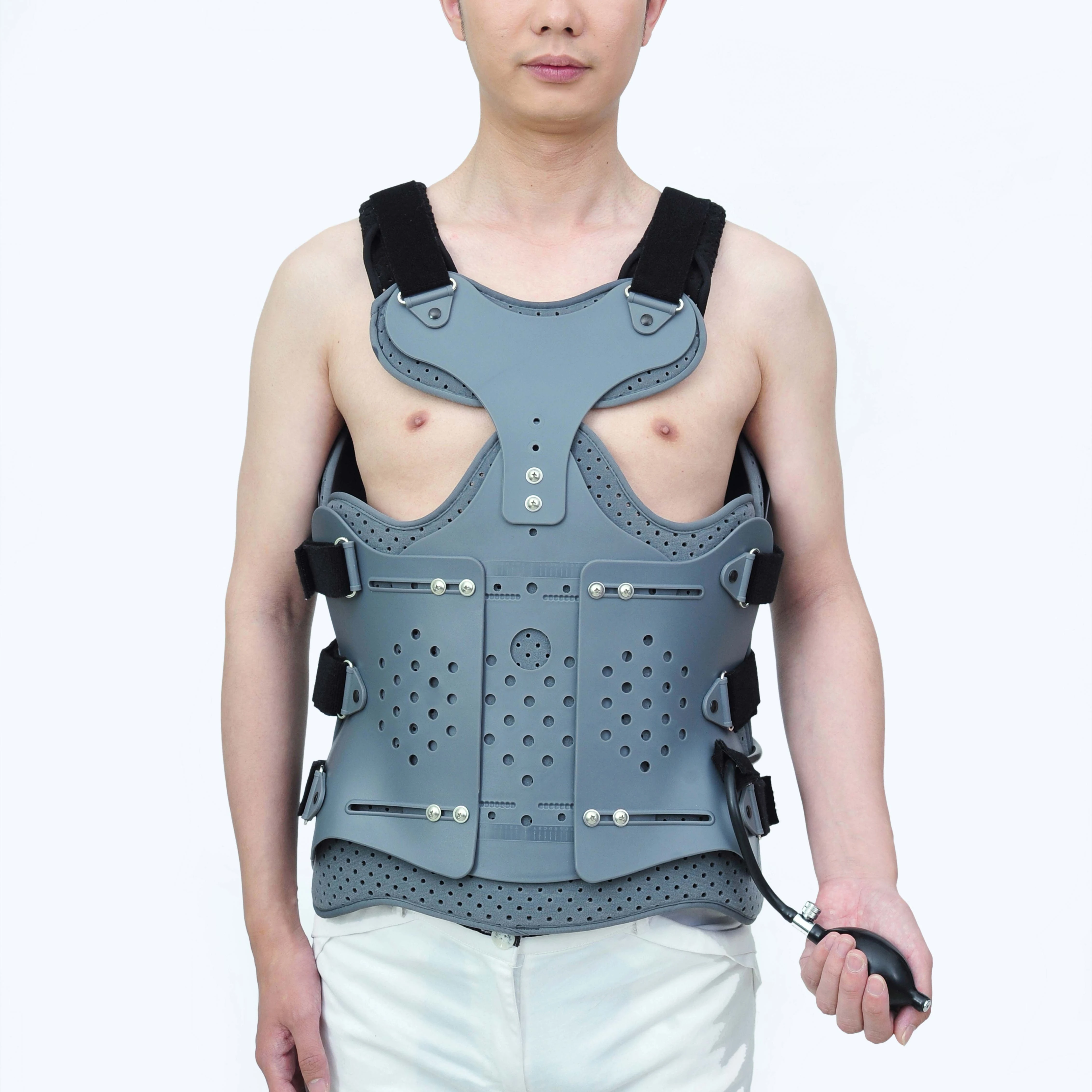 Rehabilitation support device Thorax Lumbar Sacrum Orthosis With Gasbag (Inflatable) for fracture fixation and muscle strain
