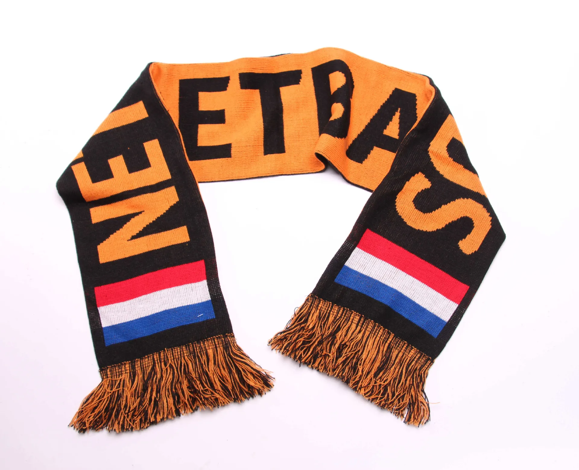 Wholesale Custom Slogan Jacquard Knitted Scarf  Club Fan Scarf Football Scarf with Tassel