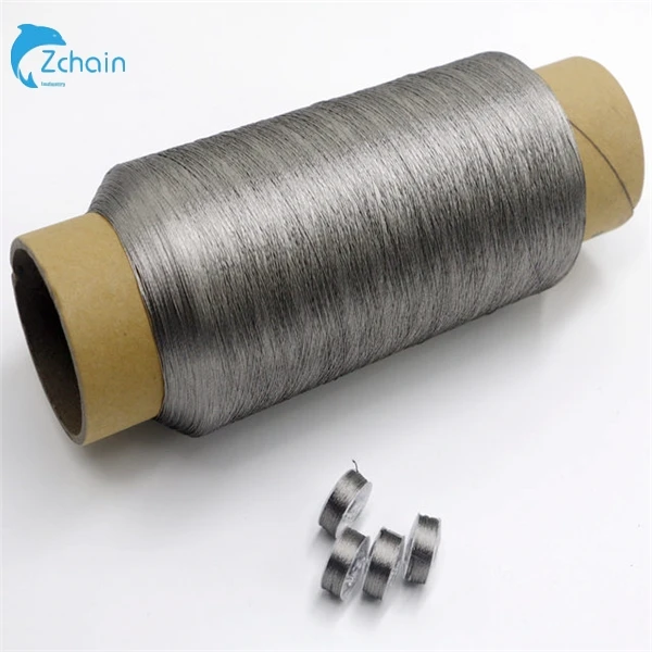 Free Sample 316 stainless steel filament electrically conductive elastic yarn Metal Conductive Sew Thread  Pure Metal Yarn