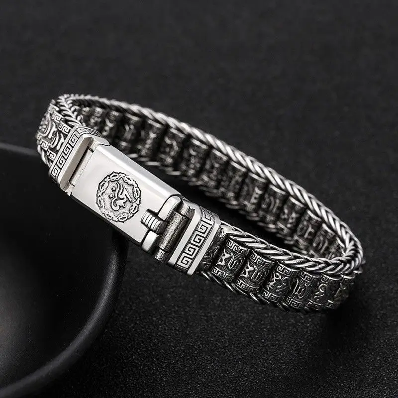 Thailand Mysterious Symbol Bracelet Vintage Personality Weaving Indian Buddhism Six Word Truth, Lucky Couple Bracelet for Men