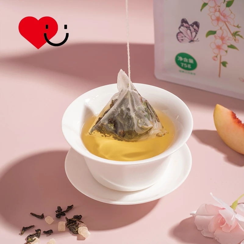 Peach Oolong tea hot or cold can be brewed triangle bag flavored fruit tea