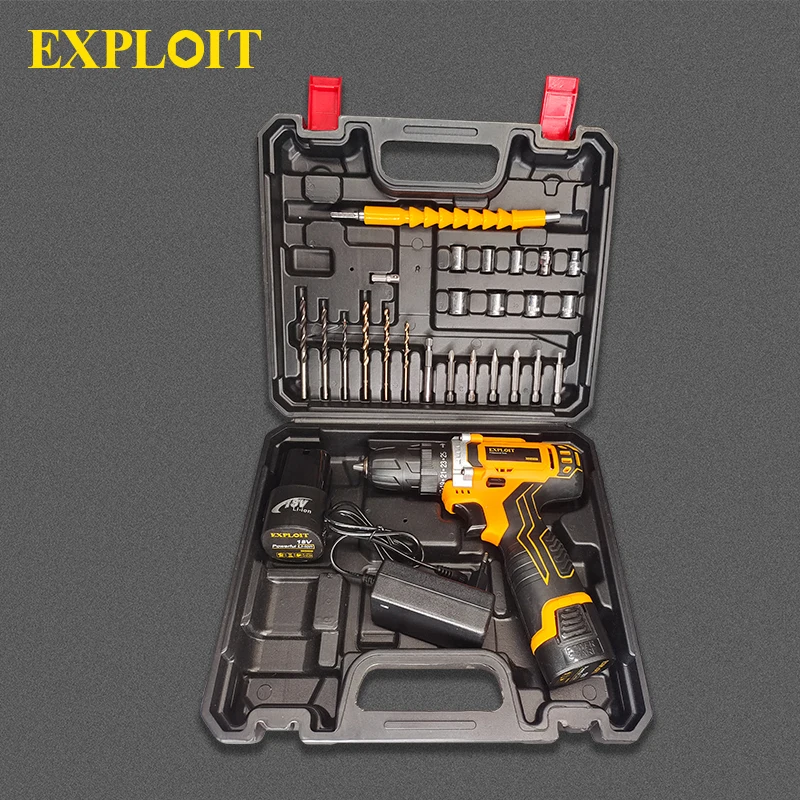 Lithium battery custom portable hand drills power tools multi-function 18V plastic coated mini brushless electric drill set