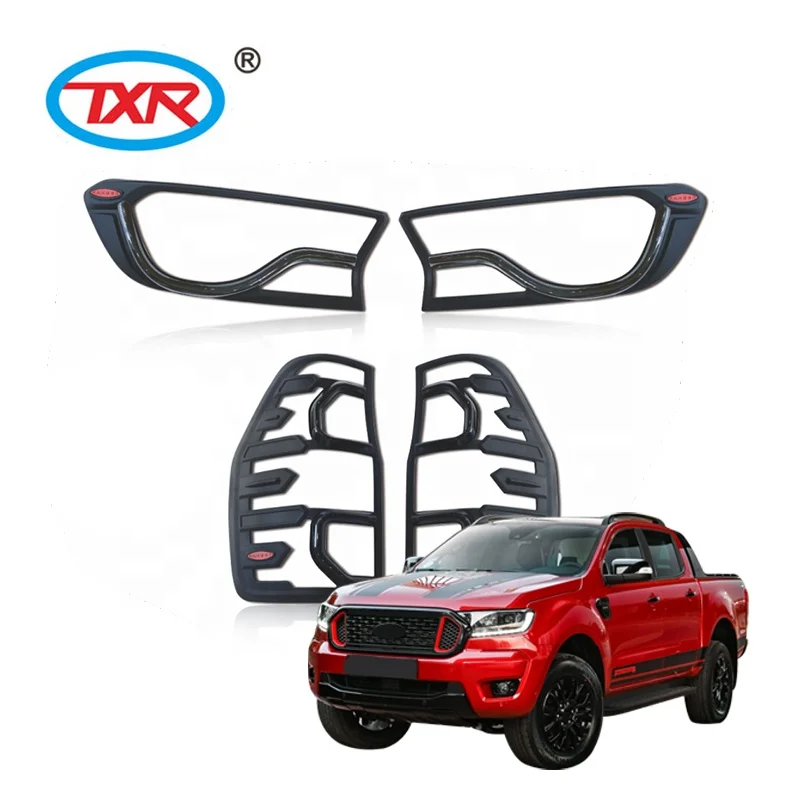 Factory  PICKUP Truck Series  injection Black Carbon  Head Lamp and Tail Lamp Cover  with LED 2 Tone Matte Black Light Cover