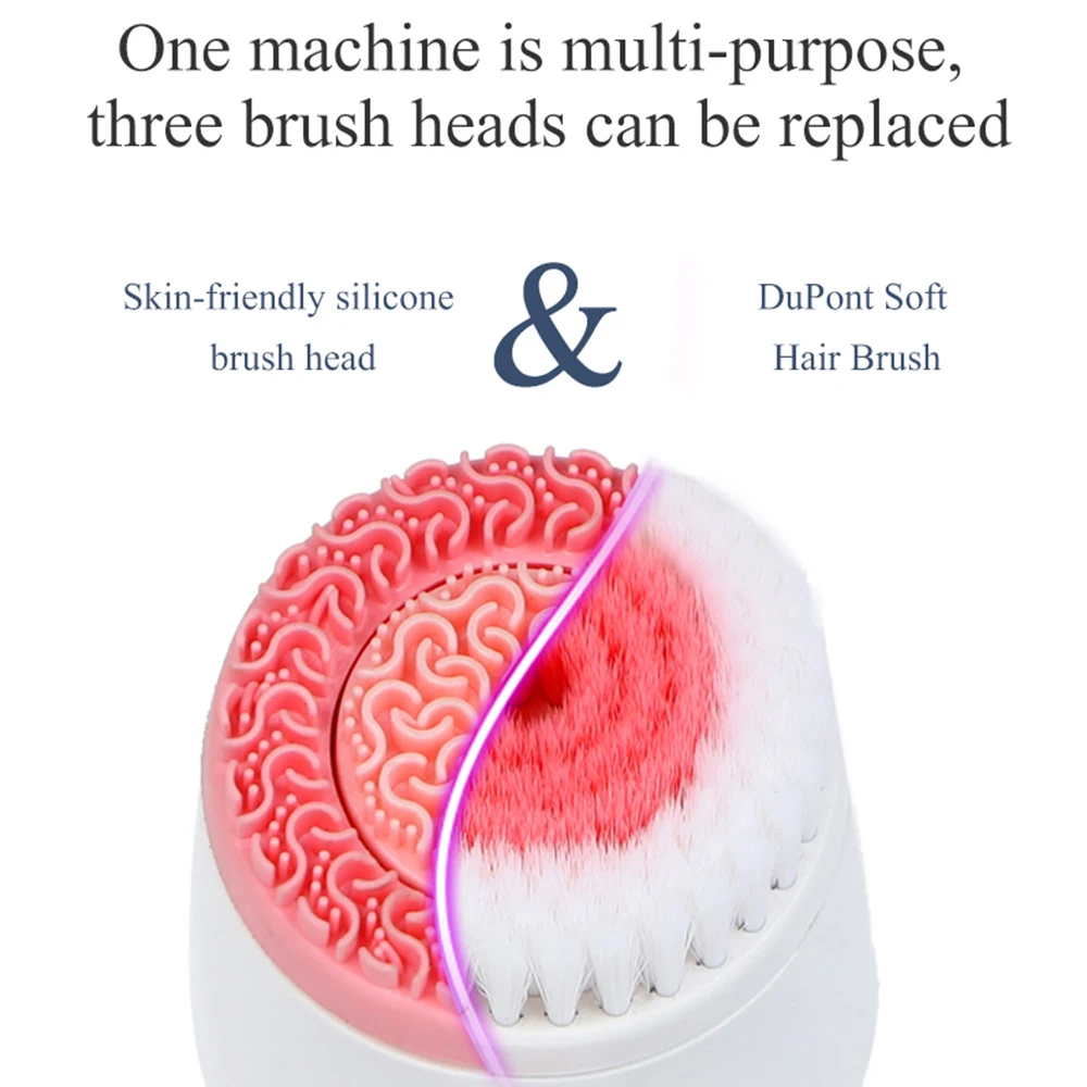 
Hot 3D Rotating Head Silicone Brush Waterproof Deep Clean Facial Cleansing Brush 