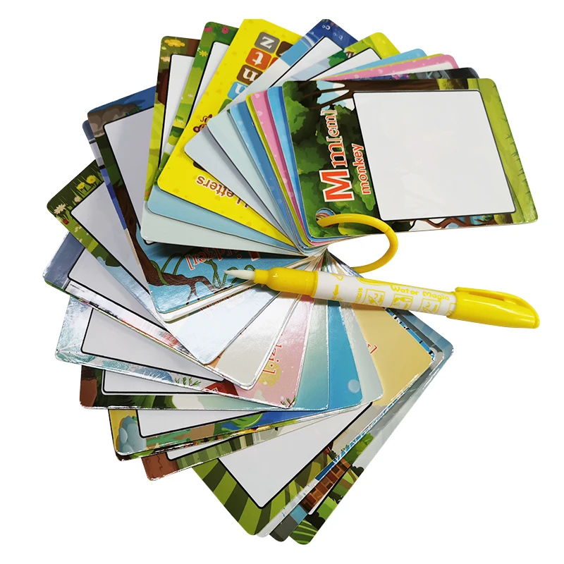 English learning toys kids water drawing learning cards with doodle pen