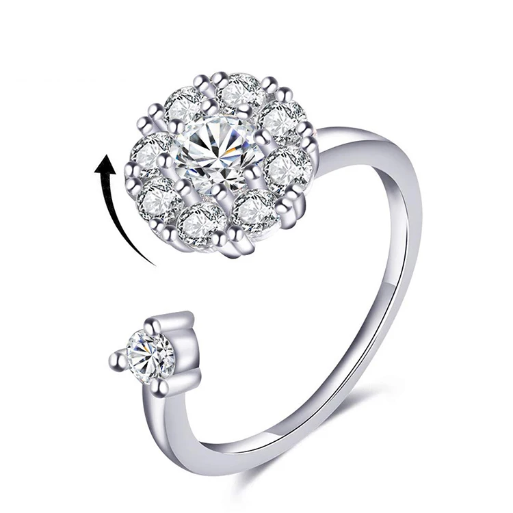 925 Sterling Silver Fidget Ring Jewelry Women Anxiety Spinner Rings Secret Fidget Toys Relieving Boredom ADHD Autism For Teens