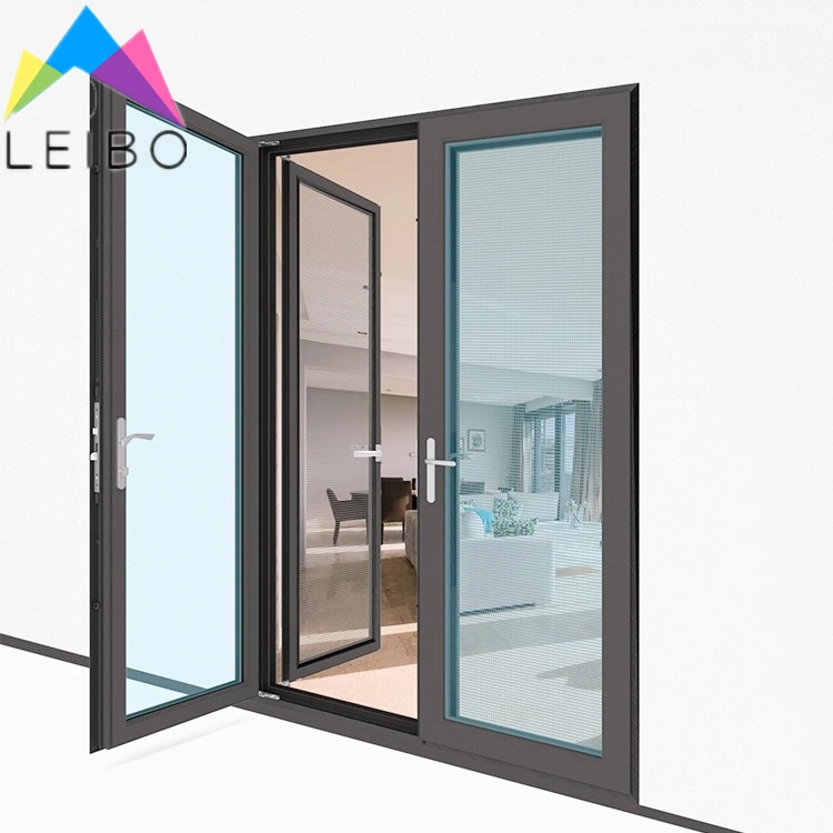 manufacture sale french style  Customized Interior Double Glass Swing Doors Narrow Frame Aluminum Casement Door