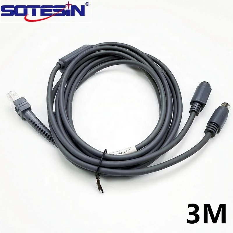 SOTESIN CBA-K01-S10PAR 3m barcode reader PS2 Keyboard Wedge data cable For Zebra Motorola Symbol LS2208 DS4208 DS6707 KBW cabel