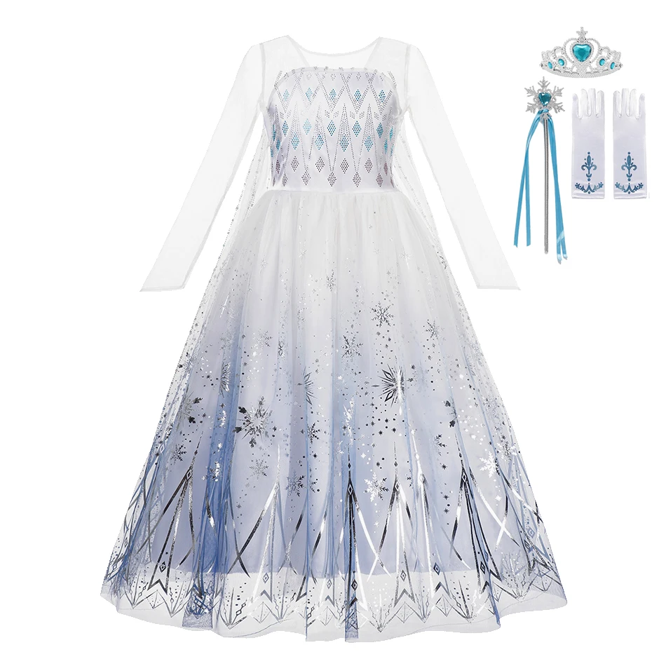 Girls Anna Elsa Dress Halloween Costume Children Christmas Birthday Party Dresses for Girls  Kids Elsa