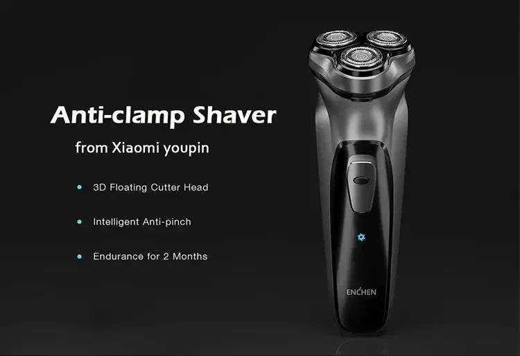 ENCHEN Blackstone Electrical Rotary Shaver 3D Floating Blade Washable Type-C USB Rechargeable Shaving Beard Machine for Men