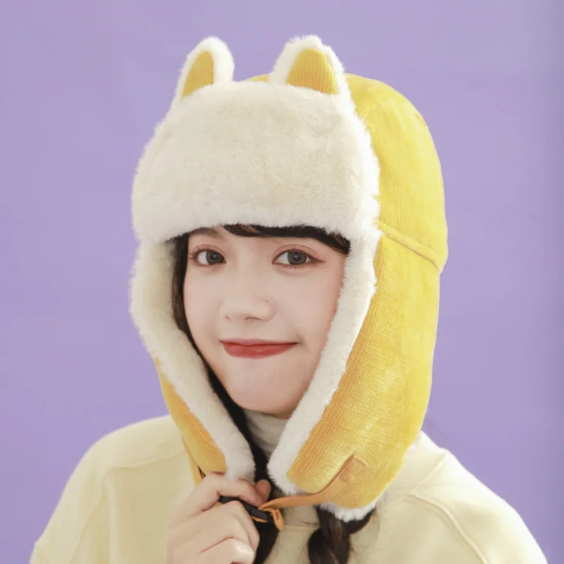 cute cat Animal Ushanka winter hat with ear flap