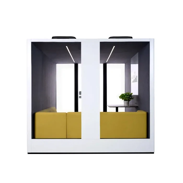 L-shape Portable Meeting Room C Pod Privacy Phone Booth for 6 Person 2400 X 2400 X 2280mm Soundproof Office Booth