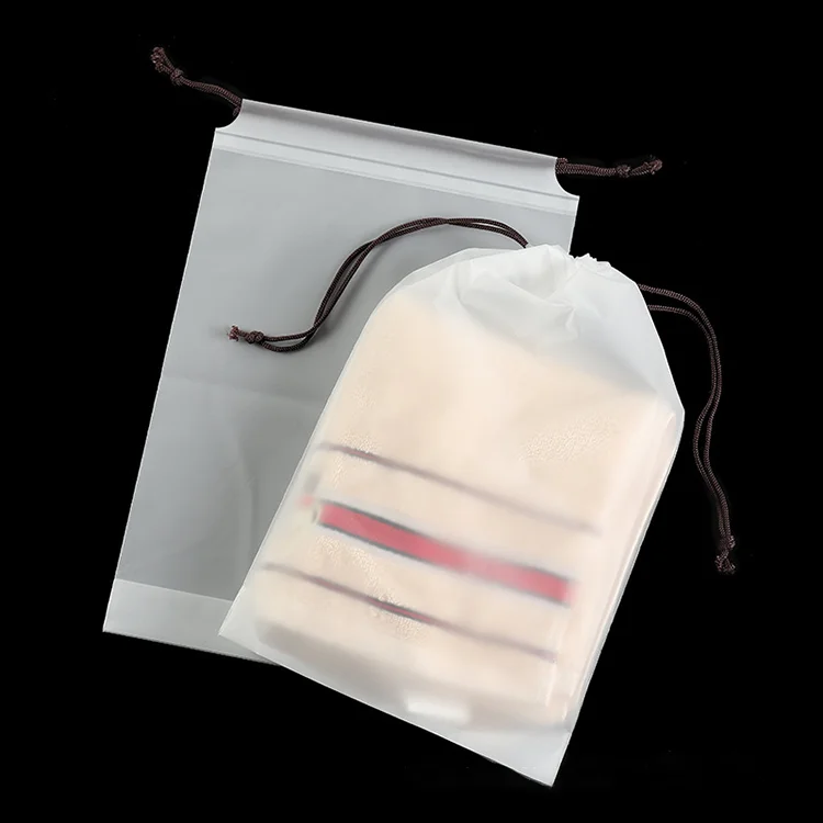 Custom Logo Printing Drawstring Clothing Packing Bags LDPE Plastic Draw String Plastic Packaging Bag