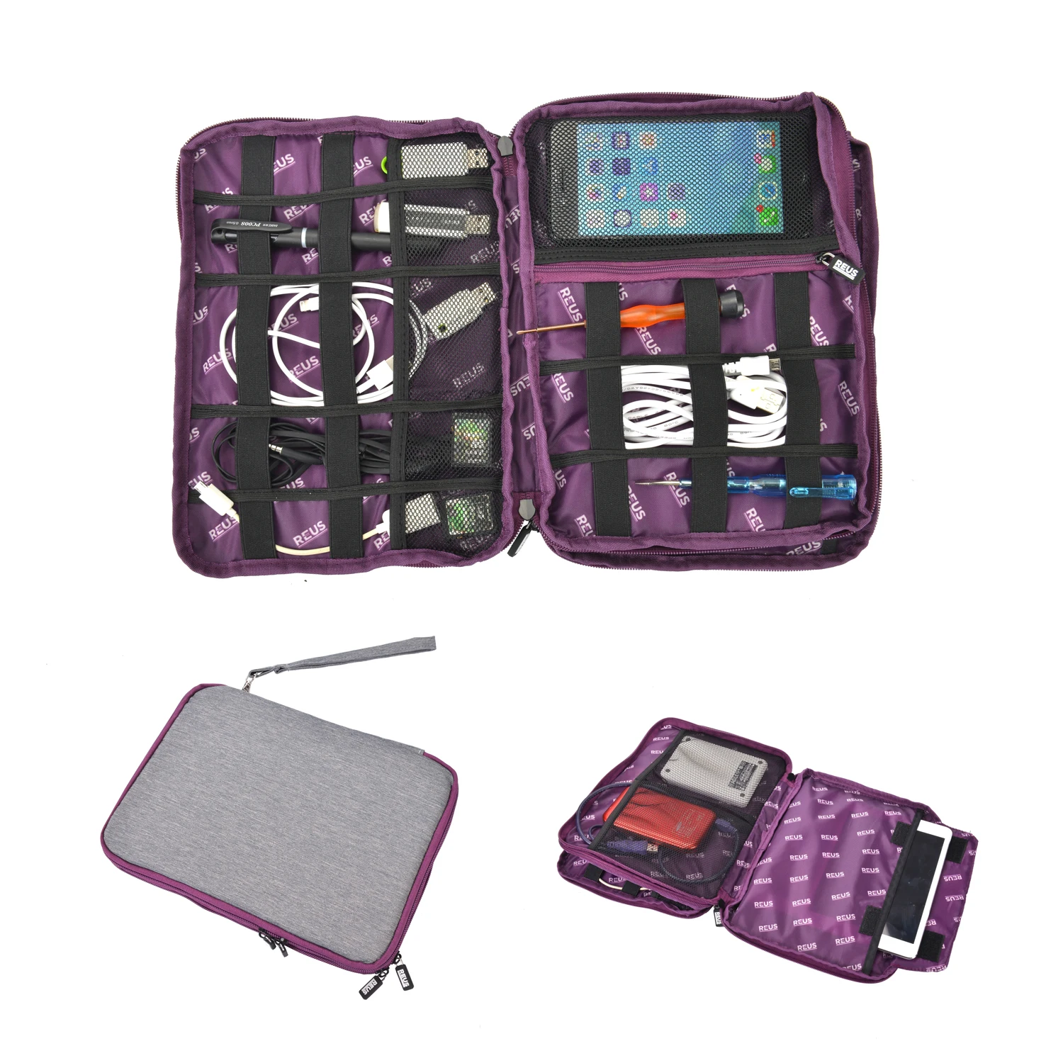 Multi-function Roll up Electronics Accessories Case Travel Universal Cable Organizer for Laptop Charger Phone USB SD Card