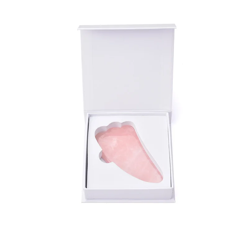 Wholesale natural jade stone rose quartz crystal gua sha scraping face jaw neck body massage tool