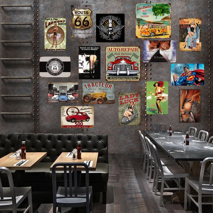 Wholesales Bar Pub Wall Decor Customized Vintage Metal Signs 20X30CM Retro Metal Plaque Free Cold Beer Here Tin Sign