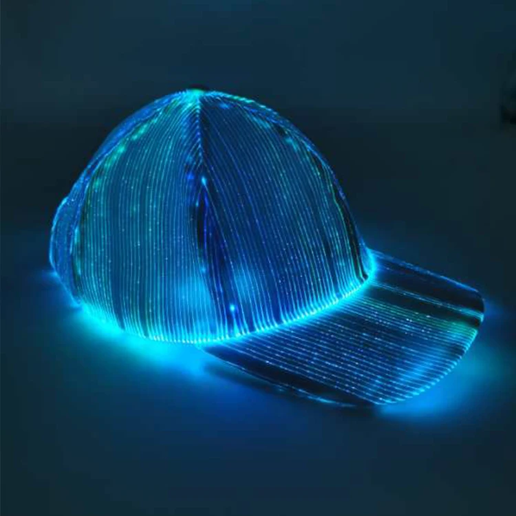 hot sale newest USB rechargeable dj hat 7 color rave light up gorra led glow fiber optical cap