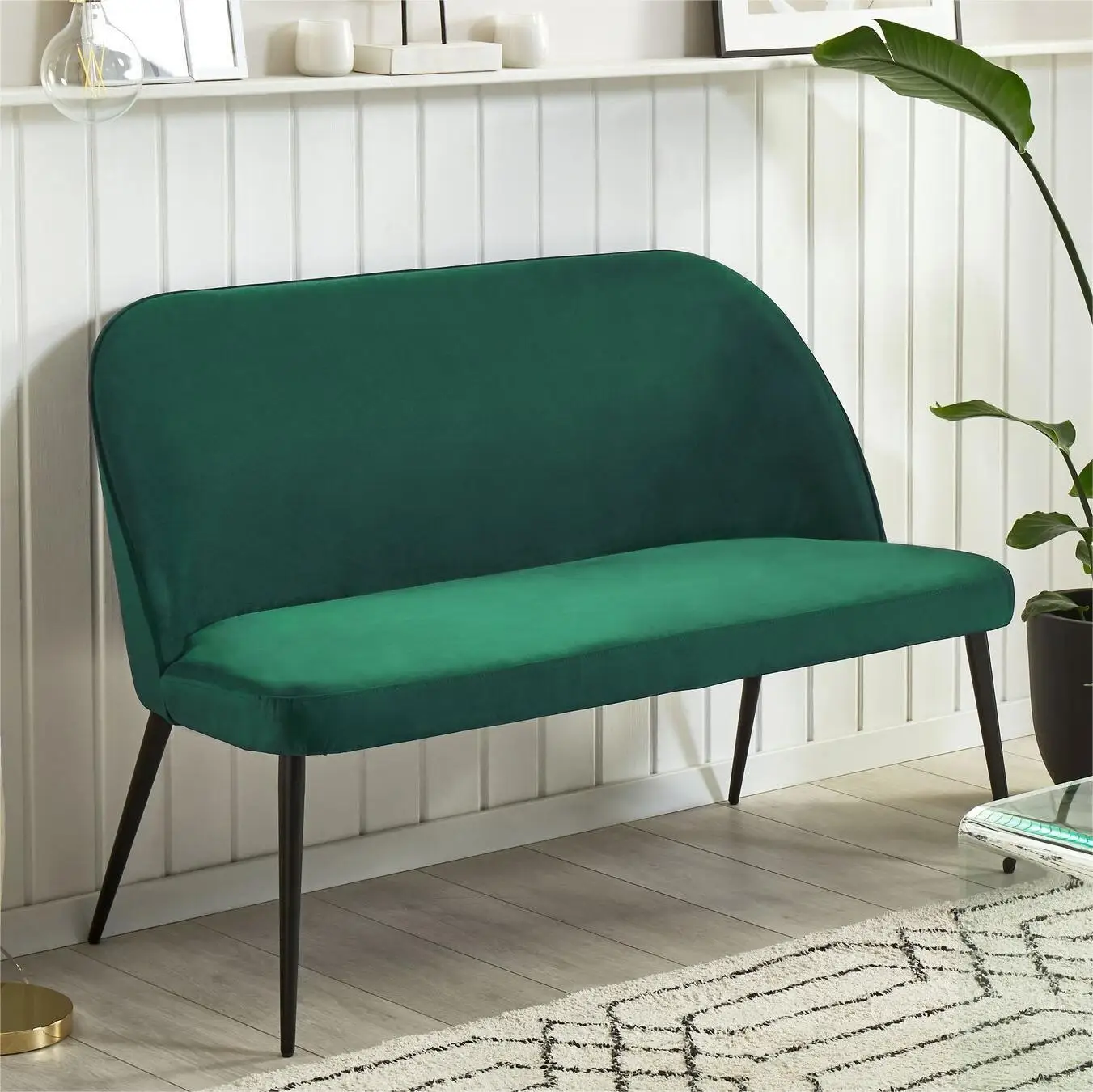 Nordic Furniture Dining Lounge Loveseat Upholstered Velvet Couch Double Seat Sofa Chair with Metal Feet