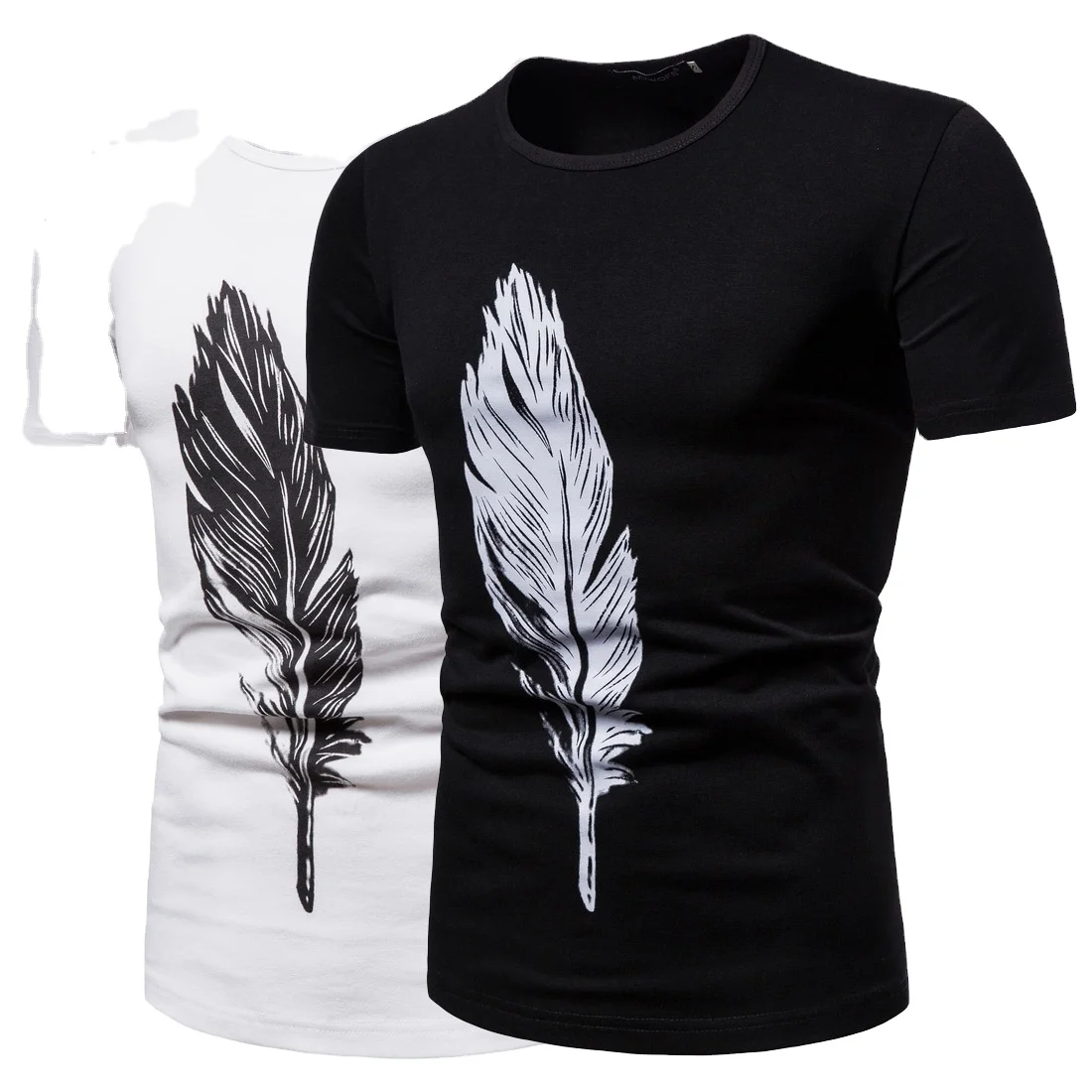 
Summer European-style printed round neck large size T-shirt 