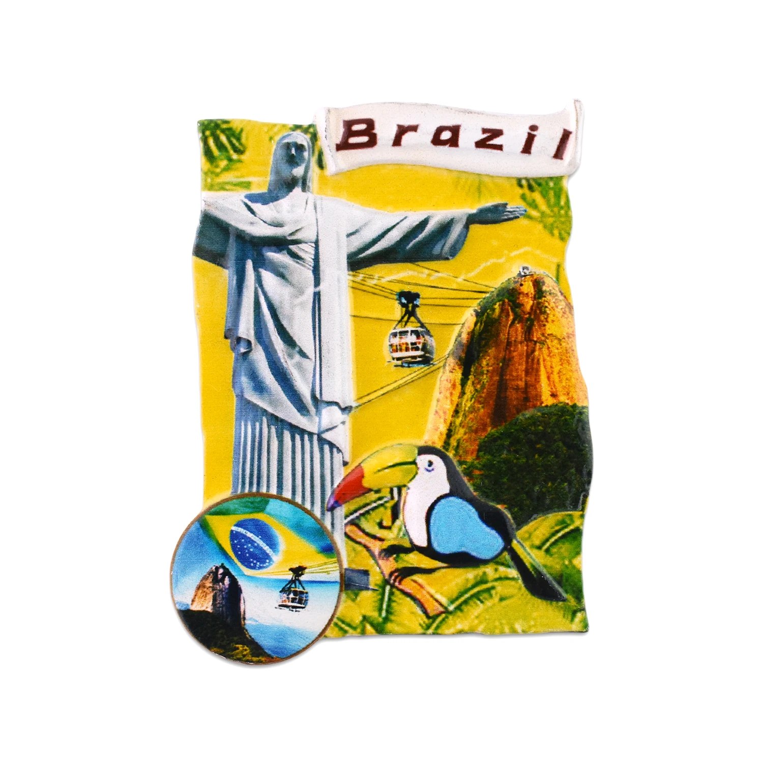 Custom Resin Fridge Strong Force Brazil Travel Souvenirs Decorative Crafts Wholesale Gifts Animal Letter Refrigerator Magnet