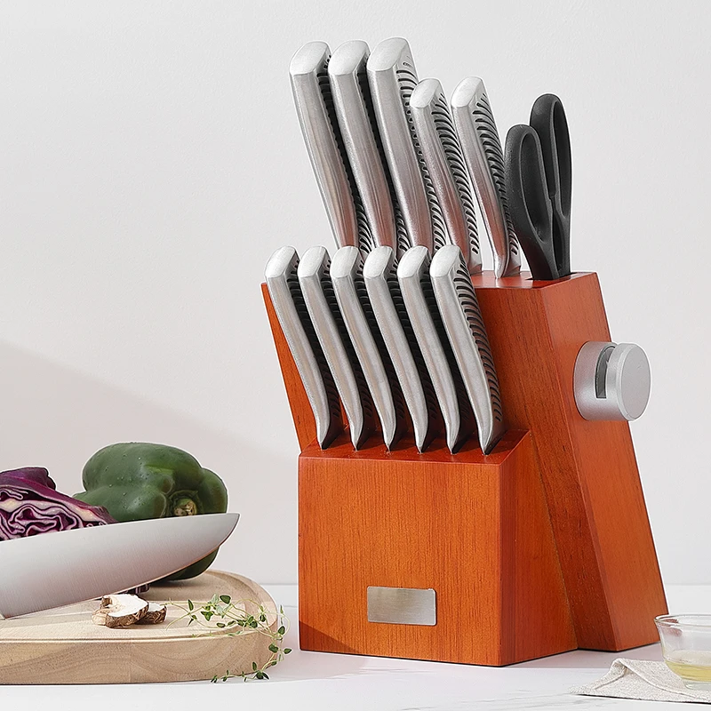 Набор кухонных ножей из нержавеющей стали 3Cr13 с деревянной ручкой, 14 шт.