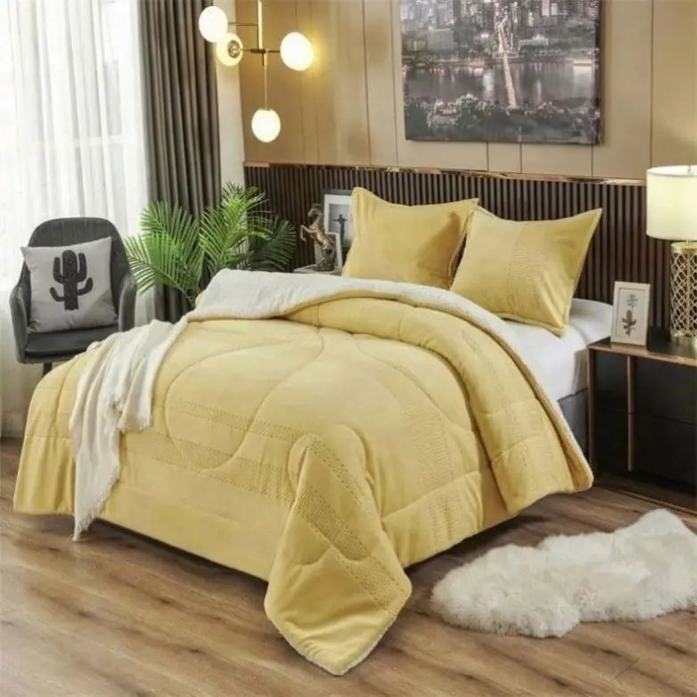jacquard  super soft solid flannel Bed Comforter embroidery Hotel Blanket bedding set bedspread quilt china