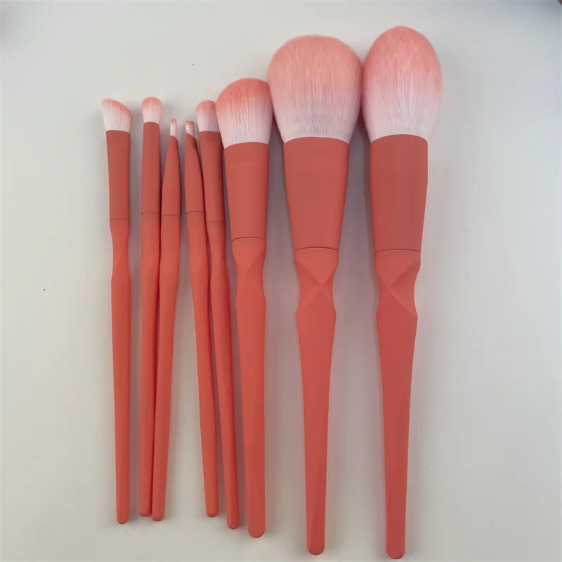 OEM portable type premium soft custom label face cosmetics orange frosted 8pcs high quality kabuki black make up brushes set