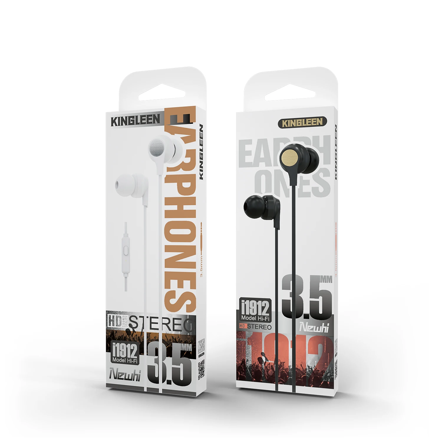 KINGLEEN i1912 Wired Earphone Headphone Handsfree Mic 3.5mm Stereo Sound Headset Earbuds Earpieces Microphone Earphones