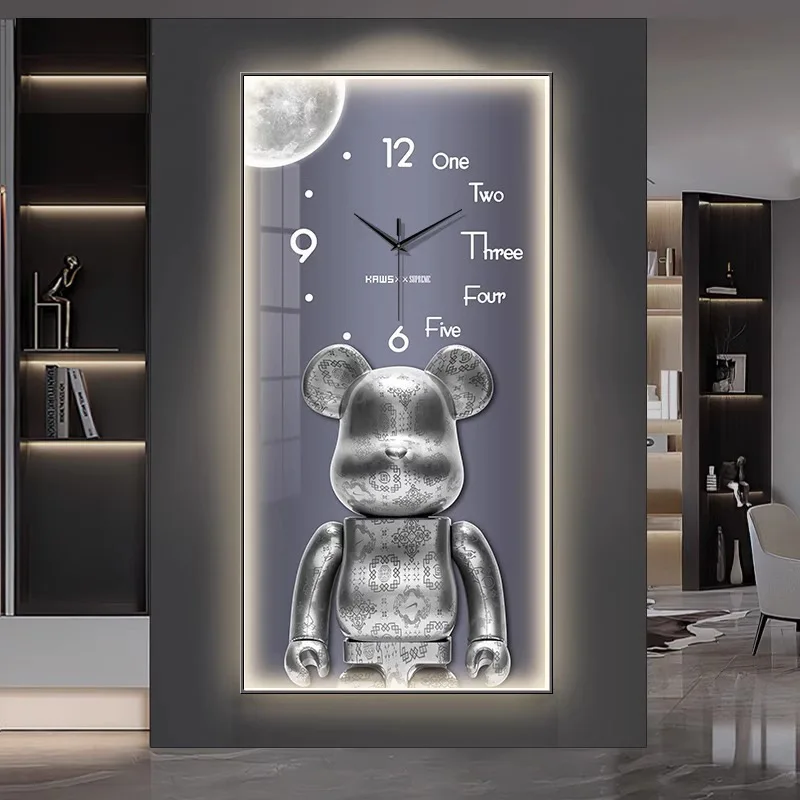 Fashion Creative Nordic Art Living Room Wall Clock Combination Decorative Crystal Porcelain Painting Clock  decoracao de  parede