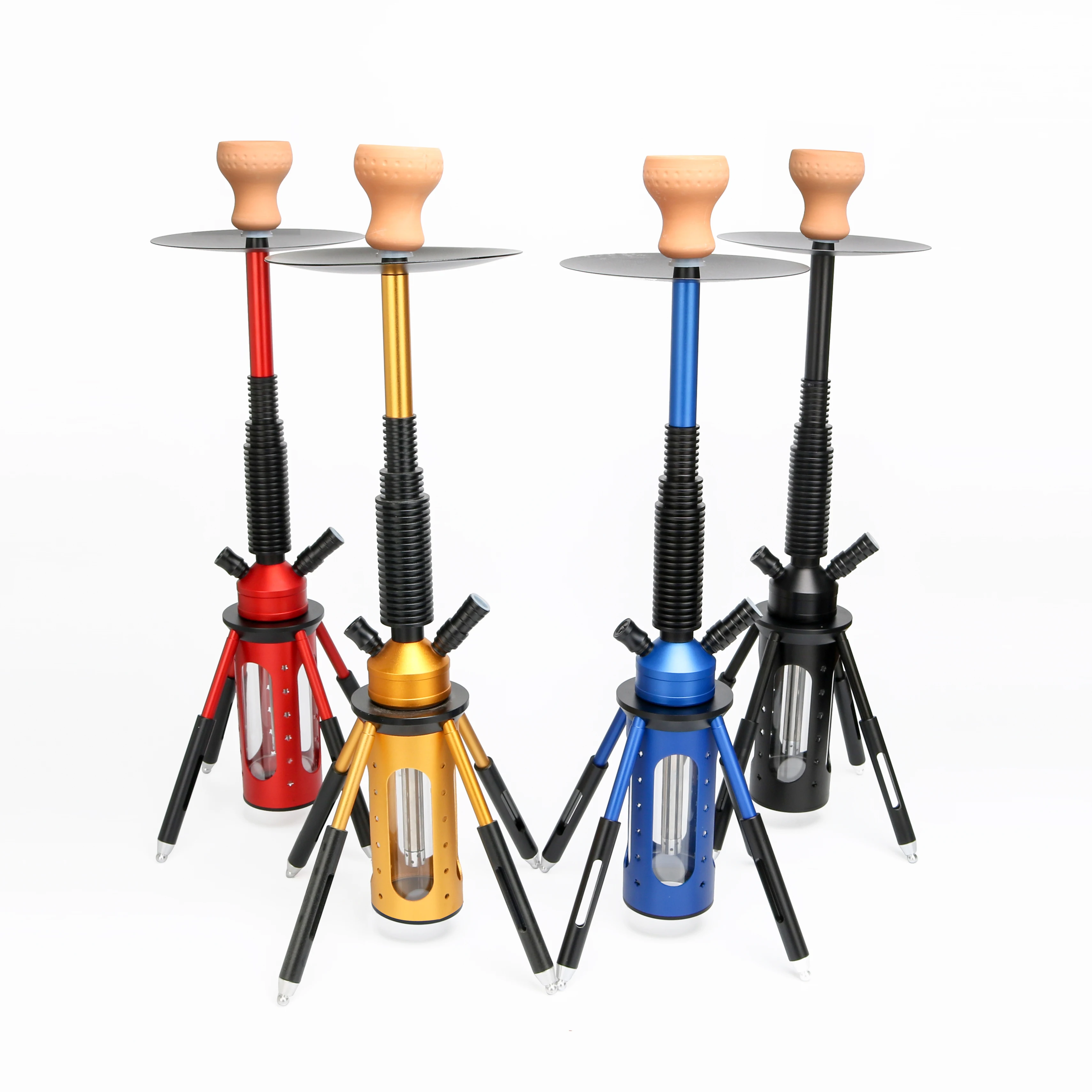 Wholesale glass hookah New Design Sheesha russian hookah Smoking Stainless Steel Rocket shisha hookah With LED