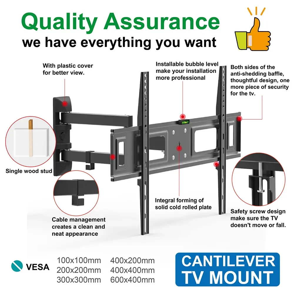 CHARMOUNT Лидер продаж 180 градусов поворотный вверх и вниз Регулируемый макс. VESA 600*400 мм кронштейн для крепления к телевизору