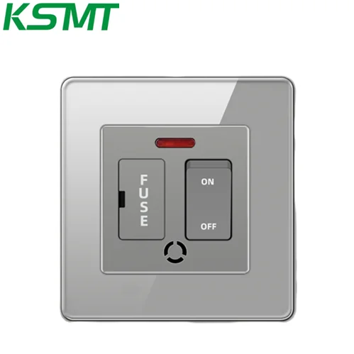 Ksmt UK 86 Standard wall fused switch Tempered Glass panel 13a wall switch wall switch with fuse
