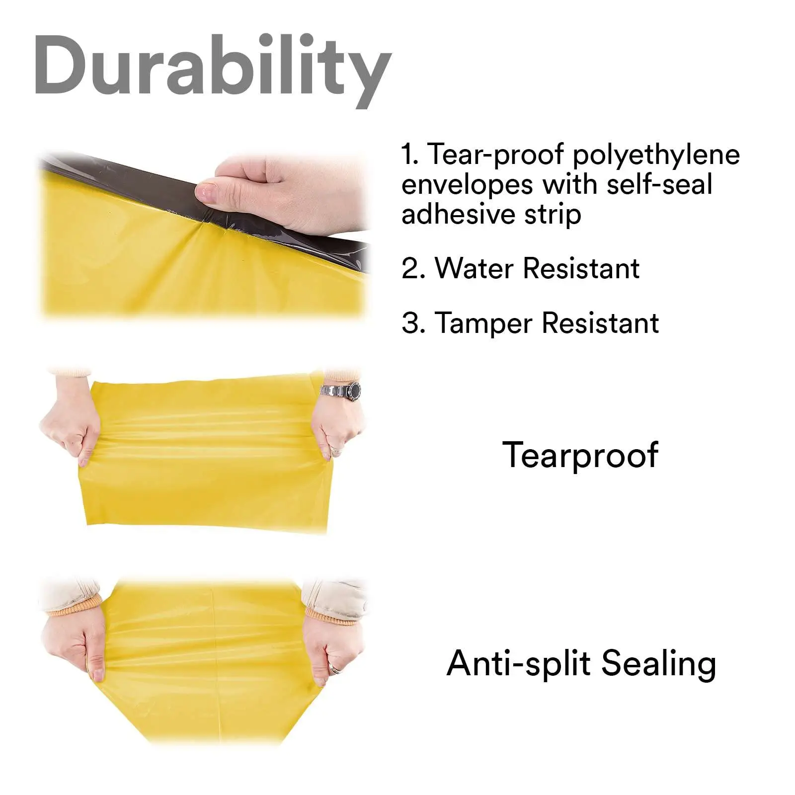 Adhesive Tear Resistant Mailing Bags for Clothing Custom Yellow Plastic Courier Eco-friendly Shipping Packaging Clothing Bag
