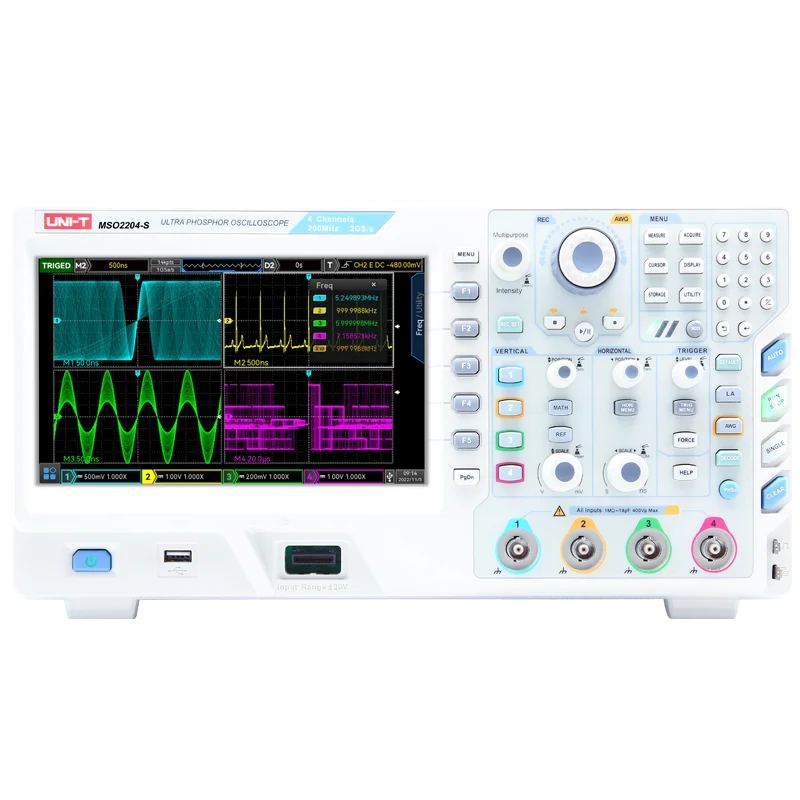 MSO2104 Digital fluorescence oscilloscope UNI-T Newest 100M 4 channels 2GSa/s 1,000,000wfm/s