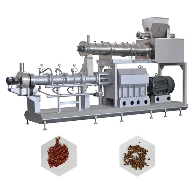 Floating Fish Feed Extrusion Machinery Twin Screw Animal Fish Food Pellet Make Extruder