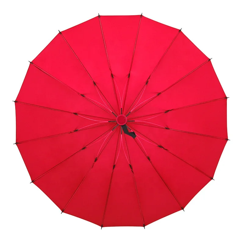 High Quality Black Rubber Straight Pole Plain Long Handle Big Umbrella Outdoor Parasols with Logo