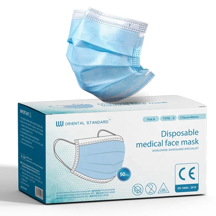 In stock waterproof 3ply Disposable Earloop Medical gauze mask