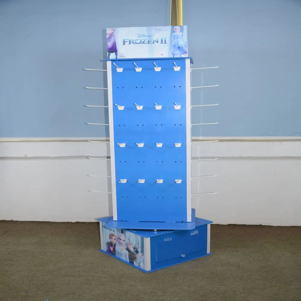 Custom PVC foam board multi-sided with hook 360 degree rotating toy display stand