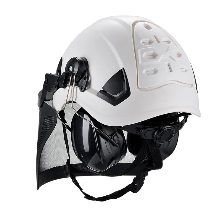 Mountaineering Rescue Sports Rock Climbing Safety Helmet Set with Face Shield and Earmuff