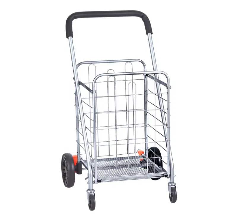 Shopping Shop Cart  Trolley Cart on Swivel Wheels for Grocery Laundry Hotel Luggage Market