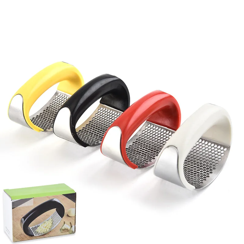 Multi-function Manual Garlic Crusher Stainless Steel Garlic Press Rocker with Non-slip TPR Grip