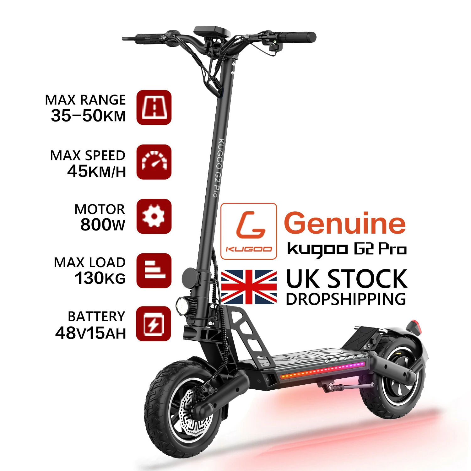 KUGOO G2 PRO Electric Scooter 48V 800W 15AH 3 Speed Modes 50KM/H Max Speed Scooter electric LCD Display For adults