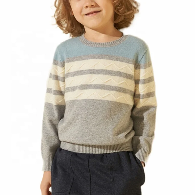 2020 Детский свитер в полоску с круглым вырезом и длинными рукавами, пуловер, теплая кашемировая детская трикотажная одежда
