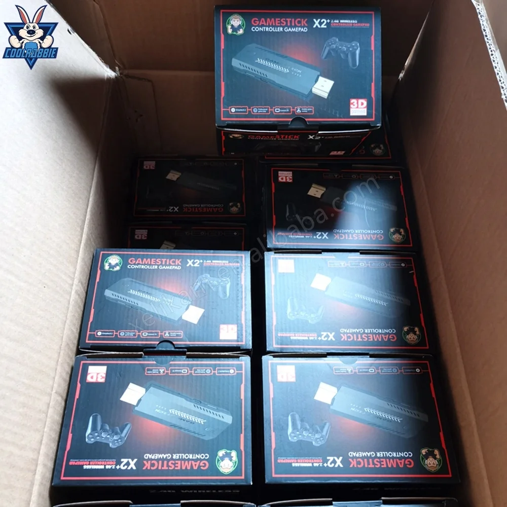 CoolRabbie X2+ Game Stick 4K GD10 X2 Plus Retro Video Game Console HD 64GB 37000 Mini Classic Gaming Console For PSP/N64/PS1