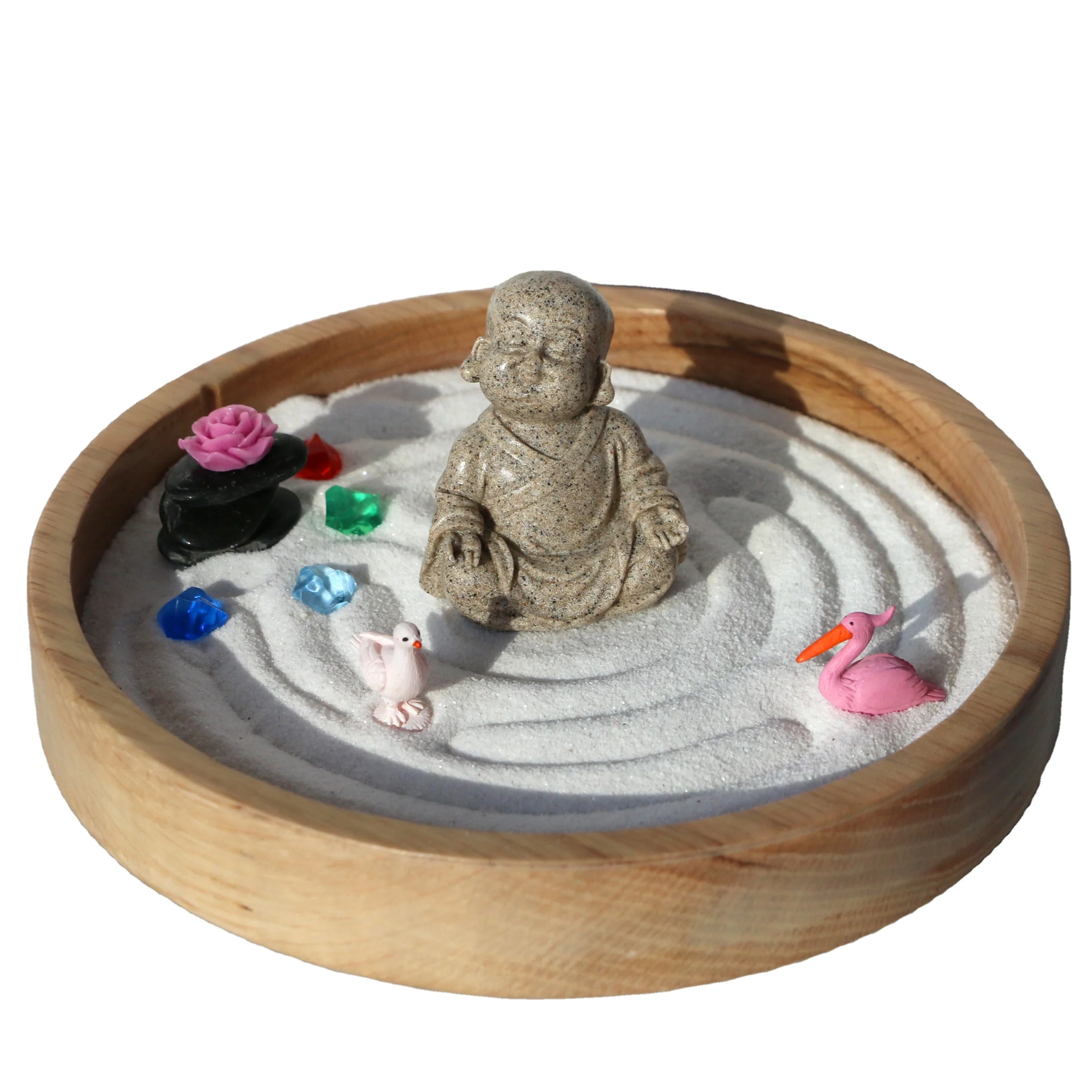 Zen Garden Fengshui Little Monk Figurine Wooden Decoration Japanese Zen Garden