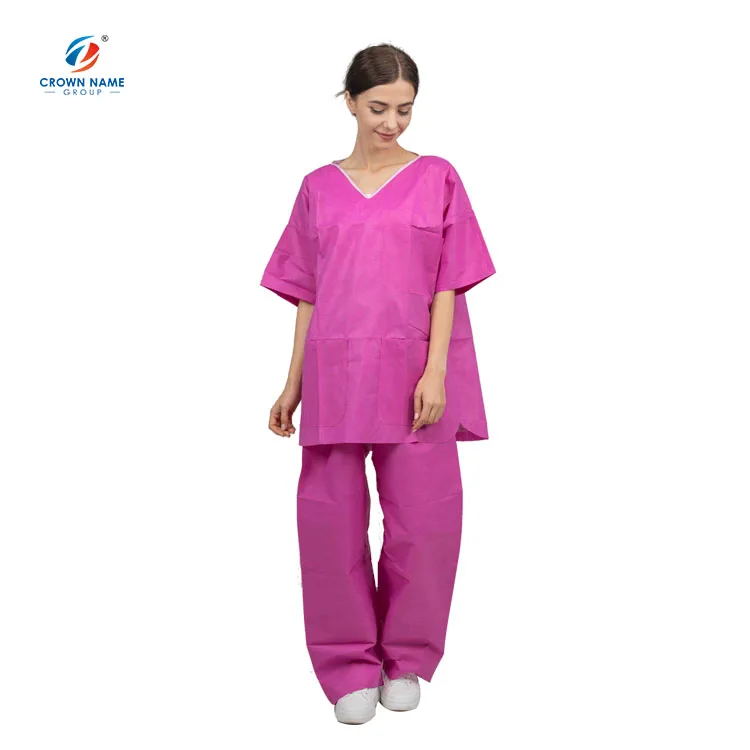 Custom made purple V-neck surgery hospital scrubs uniforms sets nursing