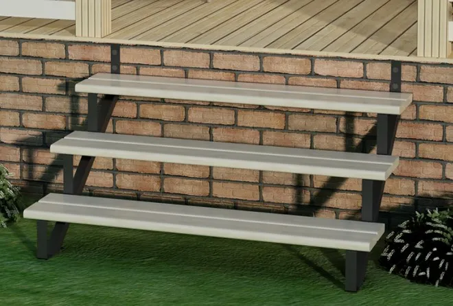 Outerdoor Easy DIY Outdoor Garden Wooden Stair 5-Step Steel Stringer Stair Riser